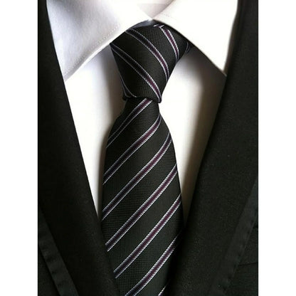 Men's Necktie Set Classic Silk Polyester Tie Woven Stripe Jacquard Neck Ties for Office Wedding Casual (6 PCS)
