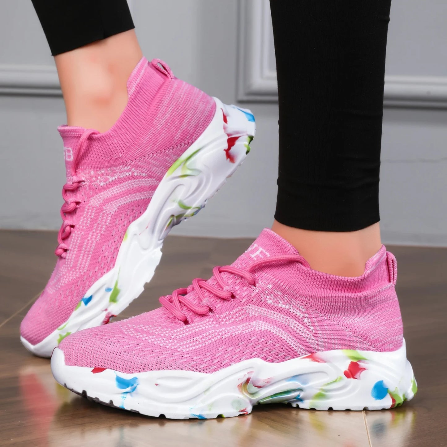 LASUDRAA Women's Shoes Dopamine Slip on Lazy Sneakers Outdoor Running Casual Comfortable Sock Shoes