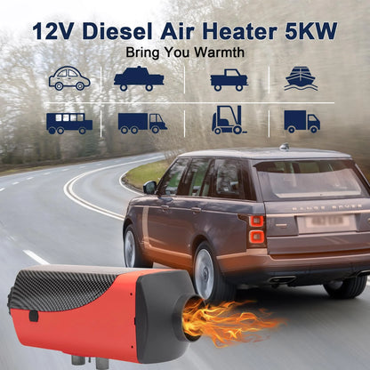 Jacgood Diesel Heater 12V Muffler 8KW Air Diesel Heater 12V Diesel Air Heater with LCD Switch for Car Trucks Motor- Home Boat Bus Can，Red