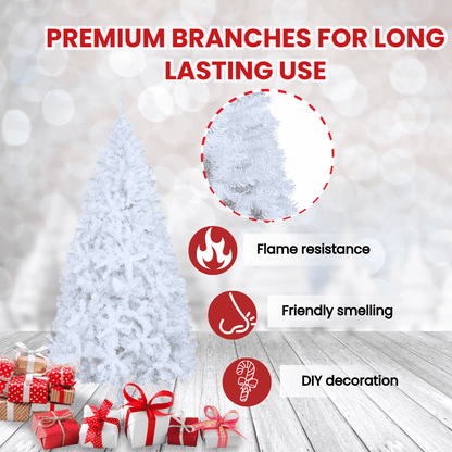 Ktaxon 7.5ft Traditional Christmas Tree with Metal Stand Xmas Tree, 1200 Tips Christmas Indoor Decoration Pine Tree, White