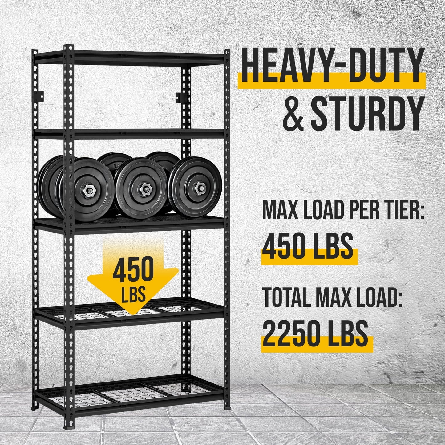Ktaxon 5-Shelf Steel Wire Shelving, 35.4''L x 18''W x 72''H Heavy Duty Storage Rack, Industrial Metal Garage Shelving, 2250 lbs Weight Capacity