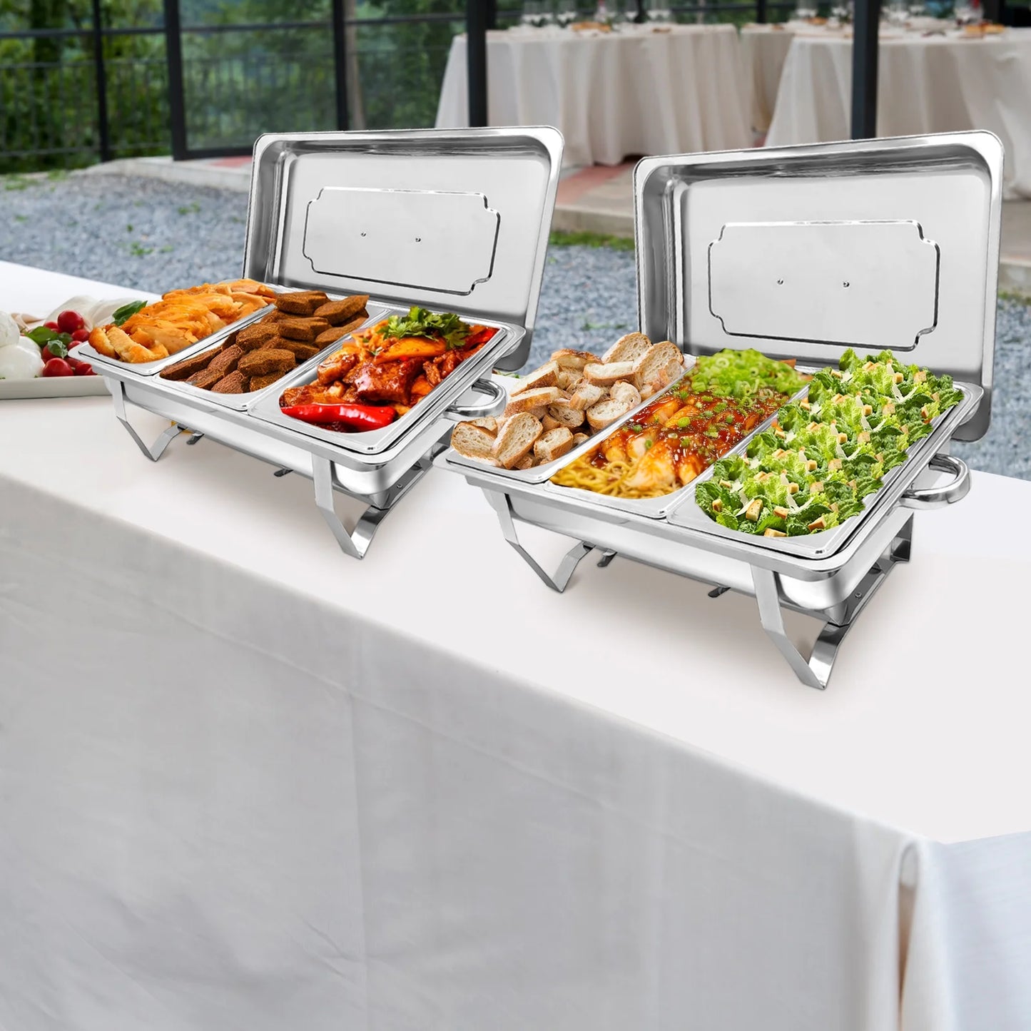 JSTUOKE 8 qt Stainless Steel Chafing Dishes with 1/3 Food Pan (Set of 4)
