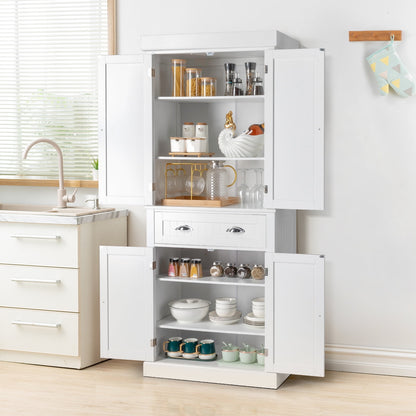 Ktaxon 72" Kitchen Pantry Cabinet with Doors and Shelves, Sideboard Storage, White