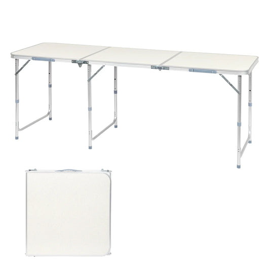 Ktaxon 6' Outdoor Portable Aluminum Camping Picnic Table, 3-Level Adjustable Height Metal Folding Dining Table, Use for Camping Party Wedding Garden Commercial Entertaining Events, White
