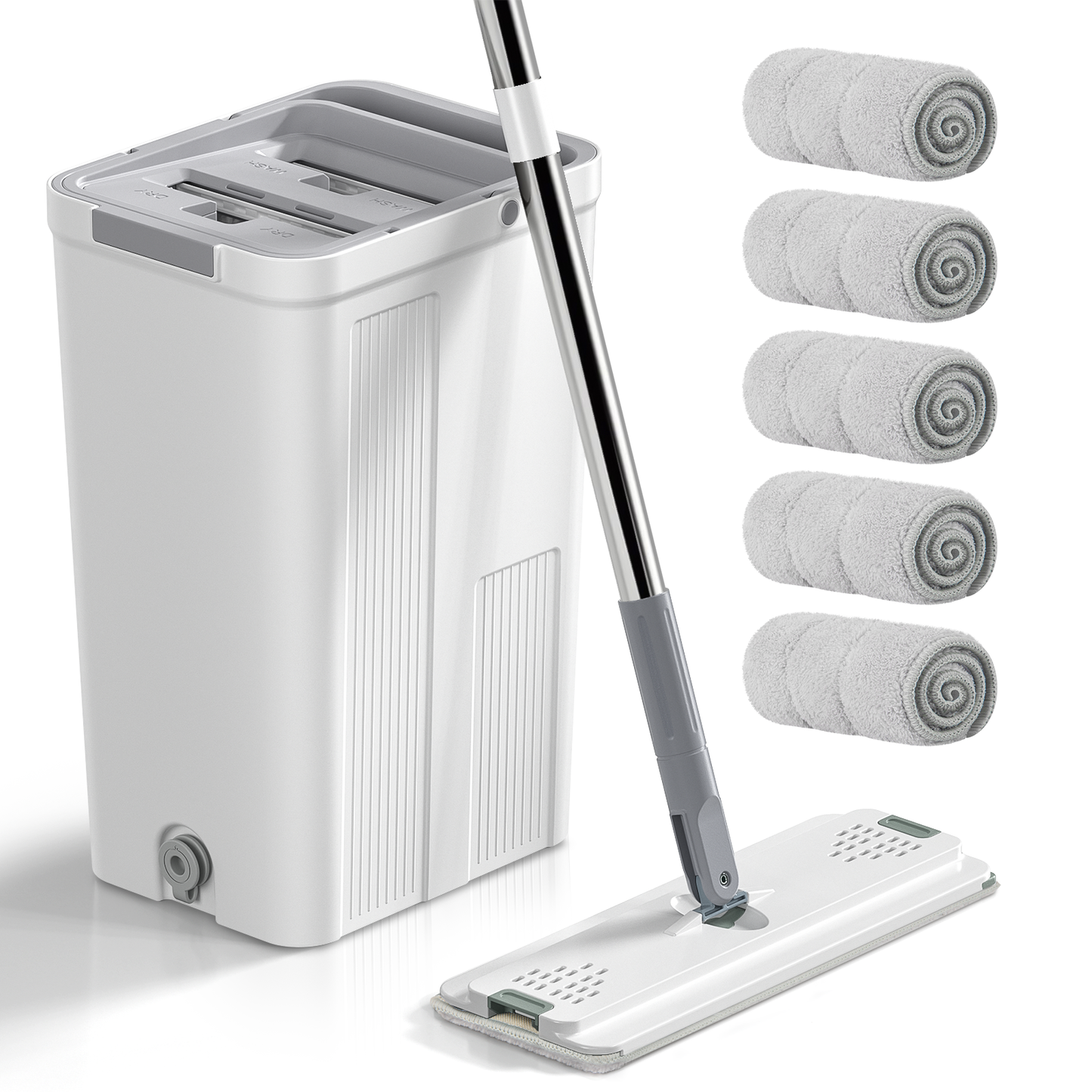 Mop and Bucket Set, Hands Free Flat Floor Mop and Bucket