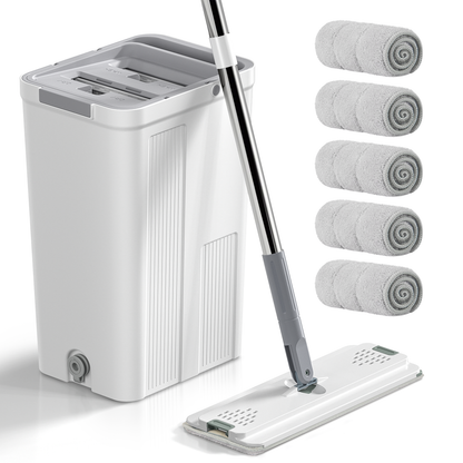 Mop and Bucket Set, Hands Free Flat Floor Mop and Bucket
