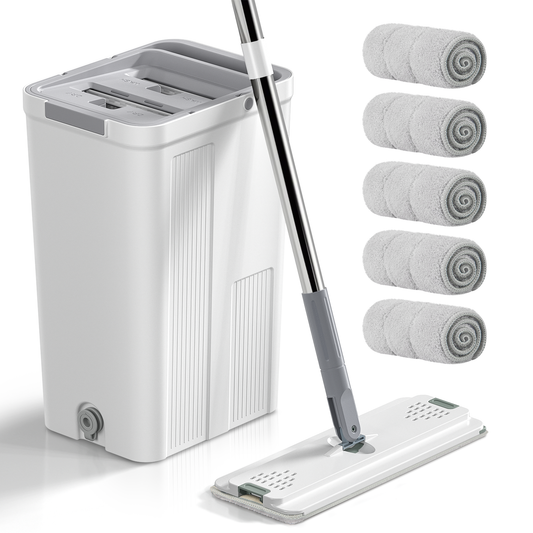 Mop and Bucket Set, Hands Free Flat Floor Mop and Bucket