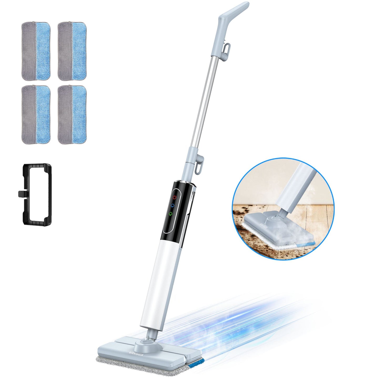 Steam Mop, Floor Steamer with 4 Washable Pads, Steam Cleaner for Cleaning Hard Floors, Carpet