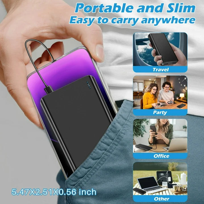 20000 mAh Portable Charger Power Bank Dual USB Battery Pack for iPhone, iPad, Galaxy, Android, Pixel and Tablet (Black)
