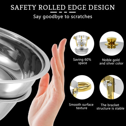 PRIJESSE 6 Qt Gold Chafing Dishes for Buffet with Stainless Steel Lid, Round Chafing Dish Buffet Set with Food and Water Pans for Catering, Parties, Hotels and Weddings, 4 Pack