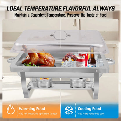 Chafing Dish Buffet Set 41 Pack, PRIJESSE 8QT Stainless Steel Chafing Dishes 2* 1/2 size food pans for Buffet, Chafers and Buffet Warmers Sets for Parties, Events, Wedding, Camping, Dinner