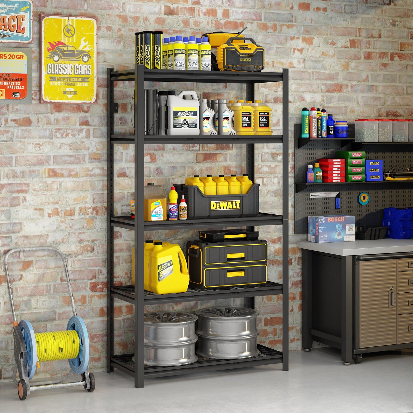 Ktaxon 40" W Wire Shelving, Heavy Duty Garage Kitchen Storage Shelves, Adjustable Metal Shelving Unit, Industrial Rack Load 2500LBS for Pantry Basement, Black