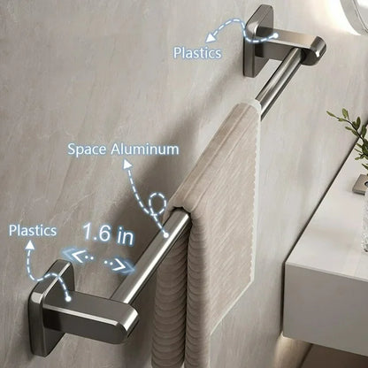 Aiteng 16in Self Adhesive Towel Rack for Bathroom Wall Mounted Towel Holder Storage Rack Bathroom Single Pole Towel Rod