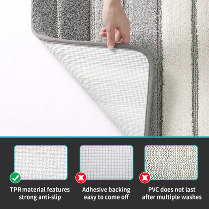 GTNSHUAI Extra Thick Microfiber Bath Rug, Non-Slip Soft Absorbent Bathroom Mat, 16 x 24, Gray