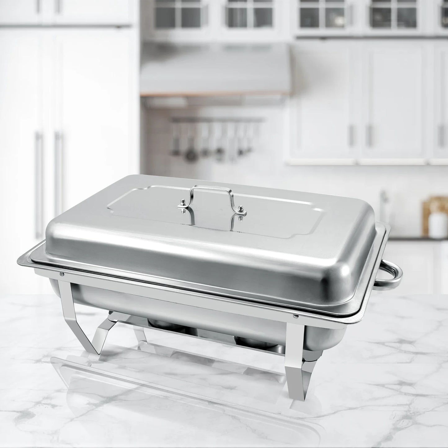 PRIJESSE 4 Pack Chafing Dish for Buffet,8 Quart Stainless Steel Chafing Dish Buffet Set, Rectangular Chafers and Buffet Warmers Sets for Party, Catering, Wedding, Banquet, Graduation
