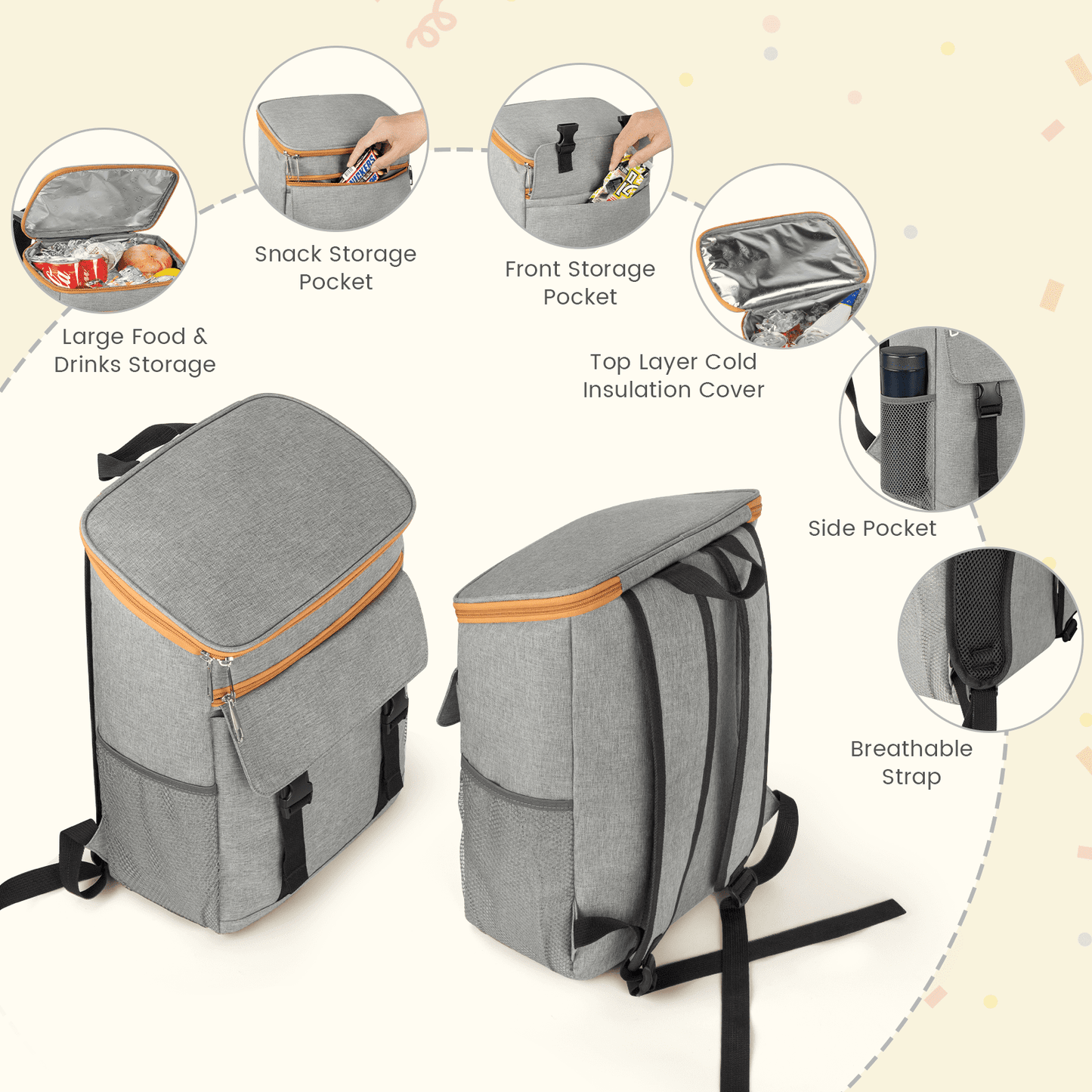 Cooler Backpack, Large Leakproof Soft Sided